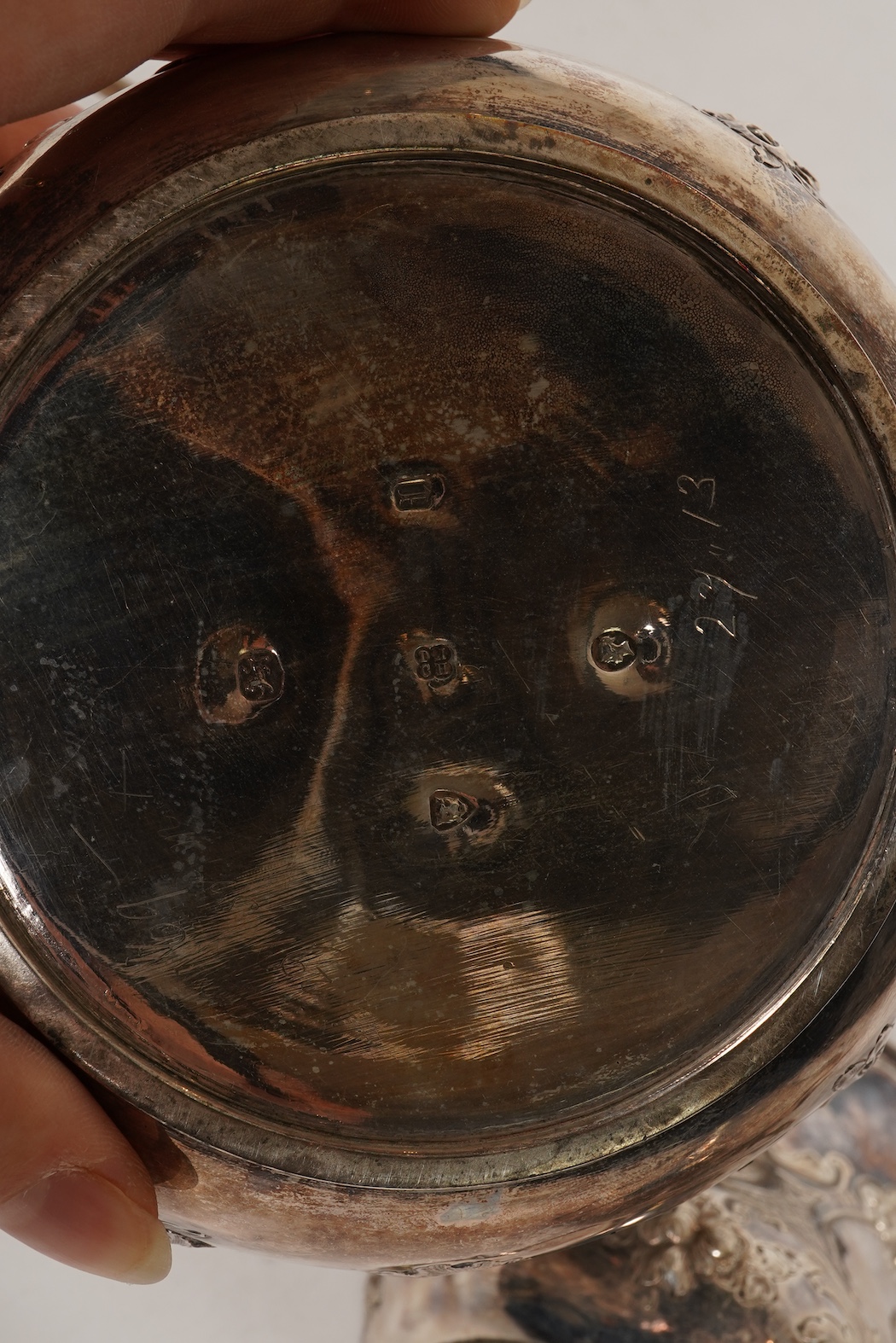 A Victorian embossed silver four piece tea and coffee service by Daniel & Charles Houle